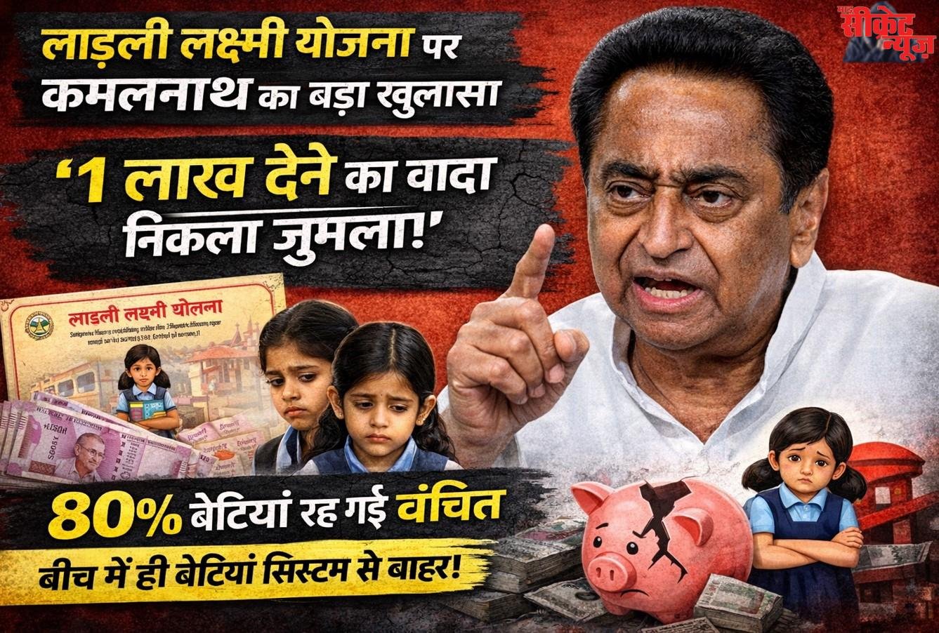 लाड़ली लक्ष्मी योजना पर कमलनाथ का बड़ा हमला: “1 लाख देने का वादा निकला जुमला”
